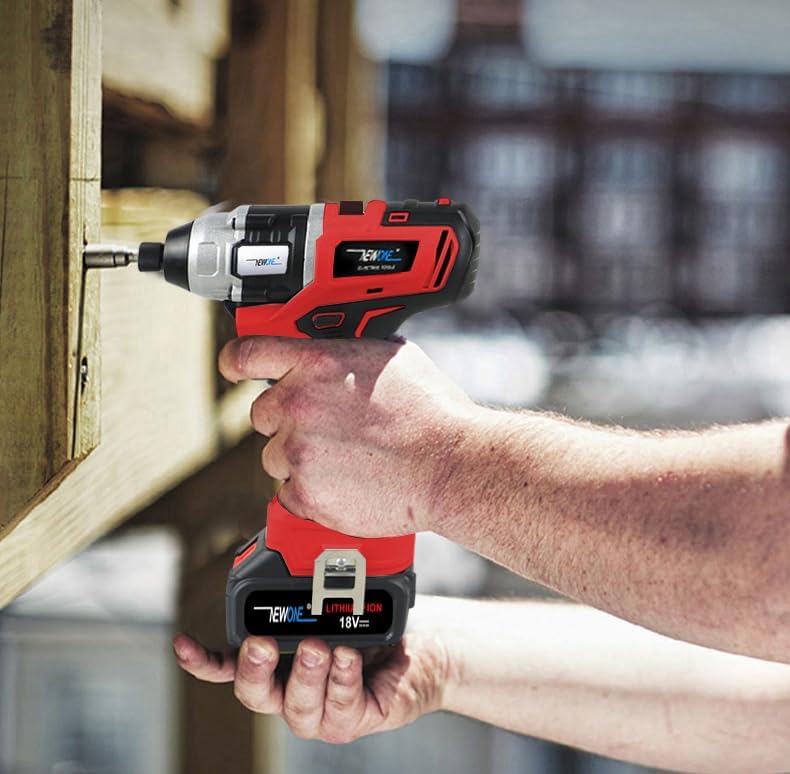 NEWONE 12-Tools Set Power Tool Combo Kits Compatible with Milwau-kee 18V Battery,Cordless Tool Set,2 Batteries and Charger (12-Tools Set Red)