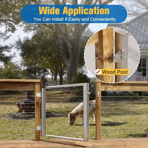 Outdoor Gate Integrated Welding Cable Railing Gate for Wood Metal Cable Railing System Stainless Steel Fence Gate (Right Hand in Swing, Slivery)