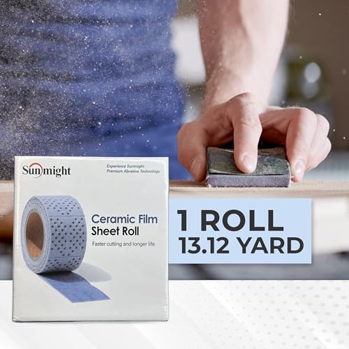 Sunmight Ceramic Film Sandpaper Roll 2.75" x 13.12yd 320G — Hook & Loop Sand Paper Sheets for Auto Body, Car Sanding, Wood, Metal, Longboard Block Tools | Wet Dry Automotive Shop Supplies, Wet Dry Use