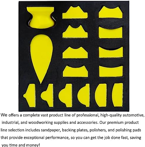 Total 56 PCS Hand Sanding Block Set- 16 PCS Contoured Profile Sander Block + 40 Sheet Sandpaper Kit - Interchangeable Assorted Convex & Concave Shapes for Moldings,Woodworking, Auto Paint and Crafts