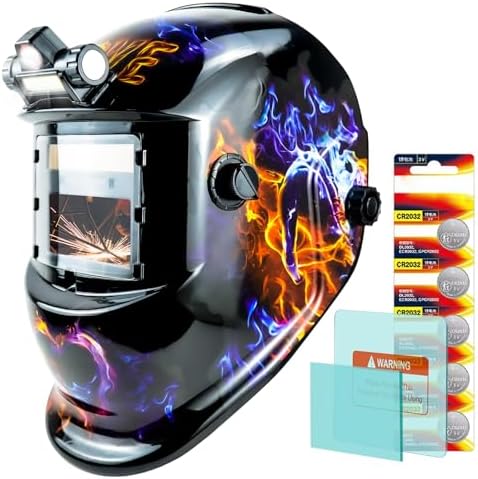 TRQWH Welding Helmet with Light True Color Auto Darkening Welding Helmets for Men Solar Powered Welding Hood with 2 Arc Sensor Wide Shade 4/9-13 for TIG MIG ARC Cool Welder Mask