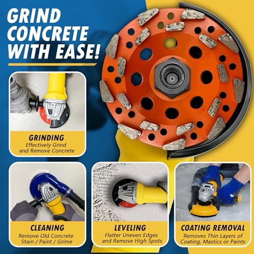 5" High Performance Diamond Grinding Wheels, 7/8"-5/8" Non-Threaded Arbor