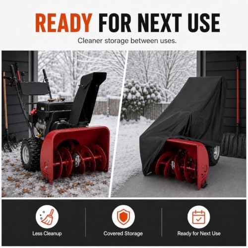 Snow Blower Cover for Columbia C 224 2014–2018, 420D Oxford Snowblower Storage Cover with Drawstring Closure, Buckle Straps for Walk-Behind Snow Throwers