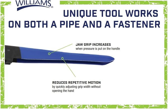 Williams JHW142 Universal Pipe Wrench, 14-1/2" Overall Length with a Maximum Jaw Opening of 2-1/16"