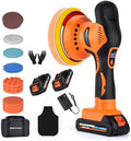 Protmex Cordless Car Buffer Polisher w/ 2x2000mAh 21V Batteries, Orange