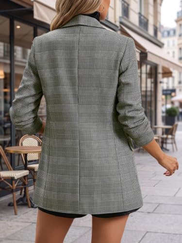 Mina Self 2026 Women's Fall Plaid Blazer Houndstooth Jacket Business Casual