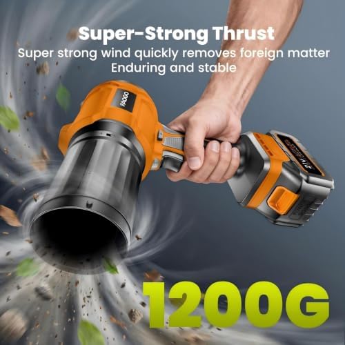 Cordless Leaf Blower with 2 Batteries & Charger - 990,000 RPM Electric Handheld Blower, Lightweight for Lawn, Yard, Patio, Garden Care - Light Orange