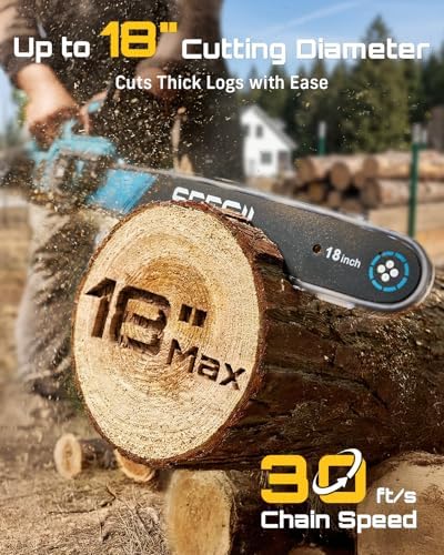 SEESII 40V Electric Chainsaw Cordless 18-Inch with 2 x 5.0Ah Batteries