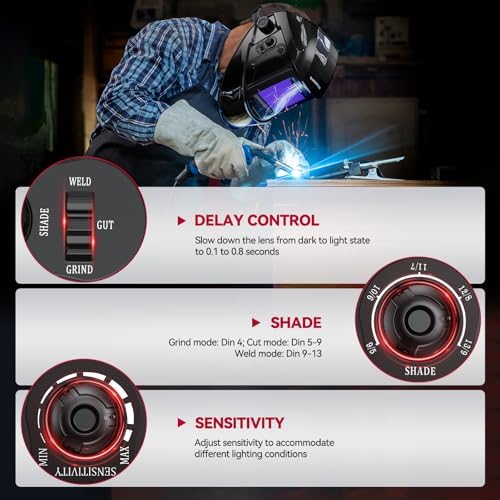 ARCCAPTAIN Welding Helmet, 3.94"×3.66" Auto Darkening Welding Hood