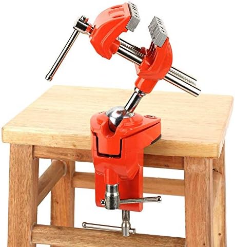 Oumefar Aluminum Mini Table Clamp Vise, 2.8 Inch Jaw Width, Swivel 360 Degree Rotating, Universal Bench Vise, Silver