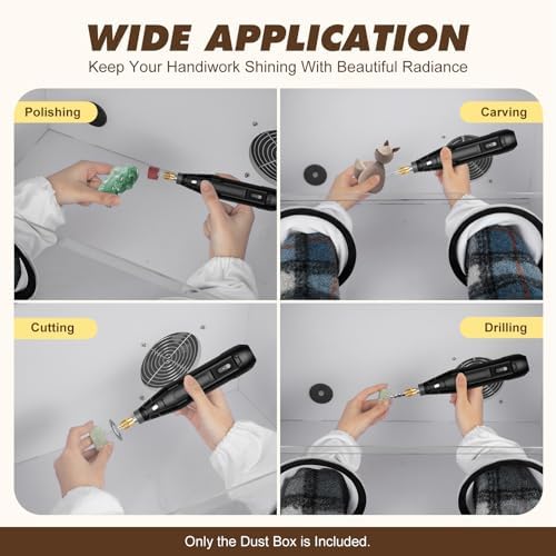 2 Holes Fully Enclosed Electric Grinding Table Polisher Acrylic Grinding Table Dust Box with LED Light& Blower Transparent Dust Toolbox Cover for Carving, Cutting, Drilling, Polishing Machine