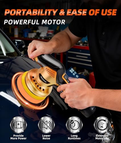 2026 Buffer Polisher, 8-Speed 1200W Power with 2 Batteries & LED Display