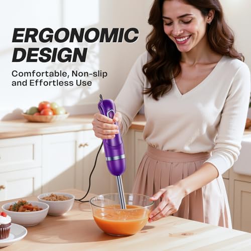 Turelar Immersion Blender Corded 400W, 2 Speed, Emulsifier, Blend, BPA-Free