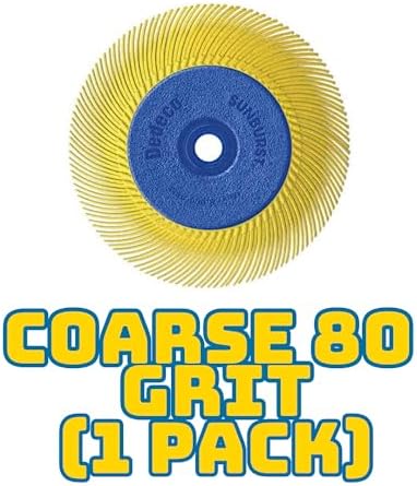 Dedeco Sunburst Radial Bristle Disc 1 Pack - 6 1/2" Curved - 1/2" Arbor - Yellow 80 Grit (Coarse) - Aluminum Oxide for Polishing & Finishing