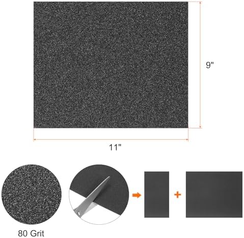 HARFINGTON 30pcs Sandpaper 80 Grit 9 x 11 Inch Waterproof Backing Silicon Carbide Abrasive Wet Dry Sanding Sheets for Wood Finishing, Metal Sanding, Automotive Polishing