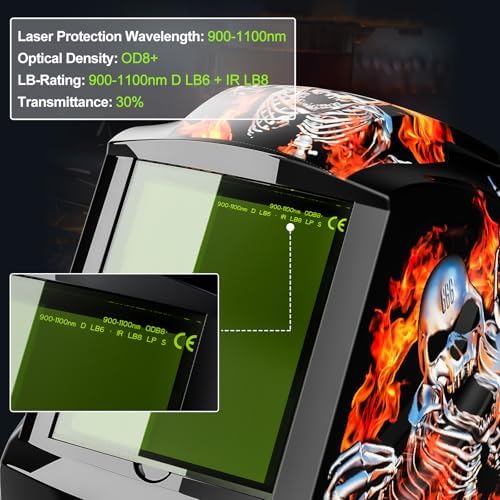 Laser Welding Helmet 900-1100nm OD8+ Professional Laser Face Shield
