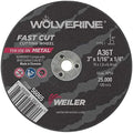 Weiler 56065 3-Inch Cutting Wheel, Wolverine AO Steel/Metal Fast Cut, Value Cutting, 1/16" A36T Type 1 1/4" Arbor (Pack of 100)