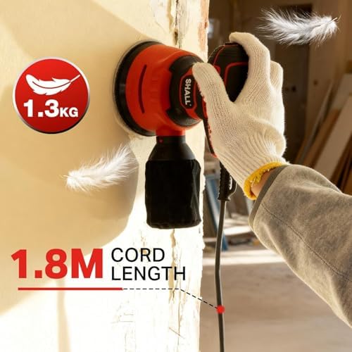 SHALL 5-Inch Random Orbital Sander, 3.2 AMP - 6 variable Speeds - Max 13000 RPM, with 30pcs Sandpaper & Detachable Dust Bag, Sanding for Polishing Woodworking, Refinish Furniture & Remove Varnish