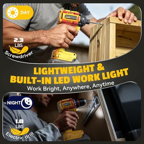 Cordless Drill and Impact Driver Combo Kit Compatible with Dewalt Battery