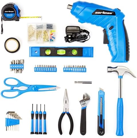 CARTMAN 149-Piece Tool Set, Blue Cordless Screwdriver, Home Repair Tool Kit