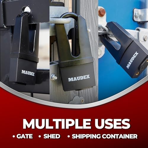Maudex® MDL60 High Security Padlock for Outdoor Use - [10 Keys] - [Anti Drill, Anti Pick Cylinder] - Ideal Lock for Storage Unit, Shed, Gate, Container with 0.59” Shackle Clearance (Pack of 2)