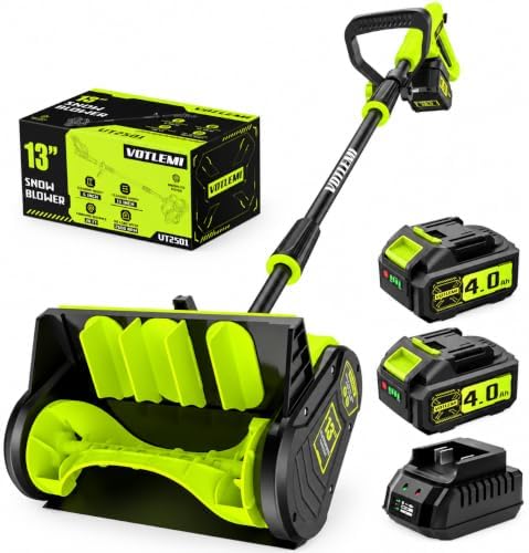 40V Cordless Snow Shovel, 13 Inch 2 * 4.0Ah Electric Snow Shovel with Directional Plate, Brushless Cordless Snow Blower for Pathway, Patio, Deck, Driveway, Green