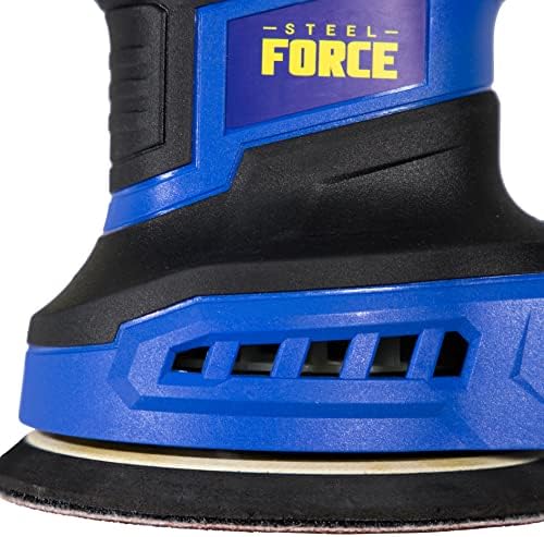 Steel Force PRS5360 5-inch 3.0A Random Orbit Sander with 8Pcs Sandpapers, 6 Variable Speed 6000-13000RPM and High-Performance Dust Collection System for Woodworking