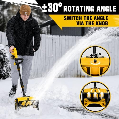 13 Inch Cordless Snow Shovel, Compatible with 20V DeWalt Battery, Electric Brushless Snow Shovel with Directional Plate, for Pathway, Patio, Deck, Driveway, Yellow(Tool Only)