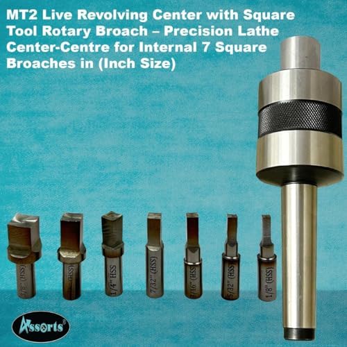 MT2 Rotary Broach Tool Holder with Square Broach Set (Imperial) – Manual Offset Design, Tailstock Angle Required, Complete Kit