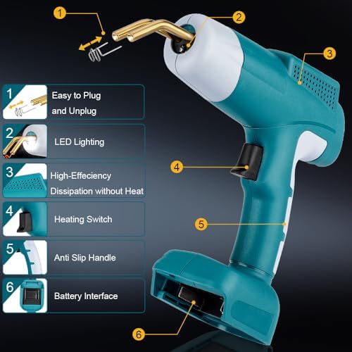 Choerinton Plastic Welder Compatible with Makita 18V Lithium Battery, with 600PCS Staples, Pure Copper Transformer, Rapid Heating, Plastic Welding Kit for Car Bumper, Dashboard & Repair(No Battery)