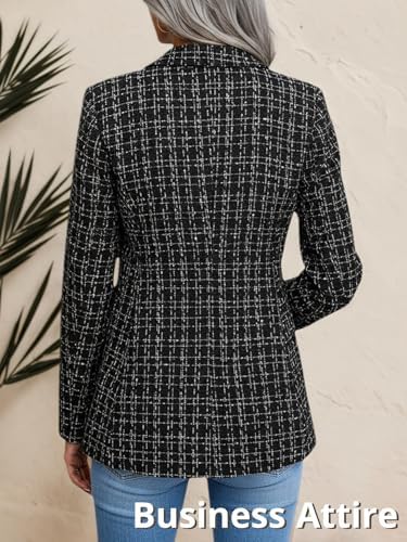 Mina Self 2026 Women's Fall Tweed Blazer Plaid Jacket Business Casual Coat