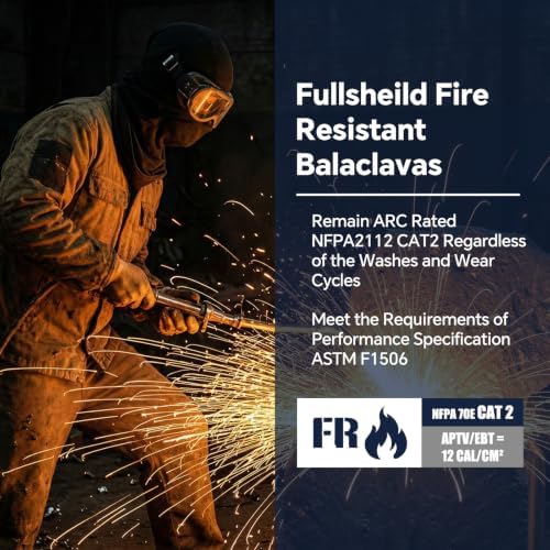 Fullsheild FR Balaclava CAT2 7oz Flame-Retardant Cotton Face Mask, NFPA2112