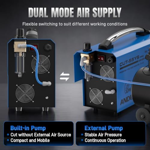 ANDELI Non-HF Plasma Cutter with Built-In Air Compressor 55A，1" Max Cut