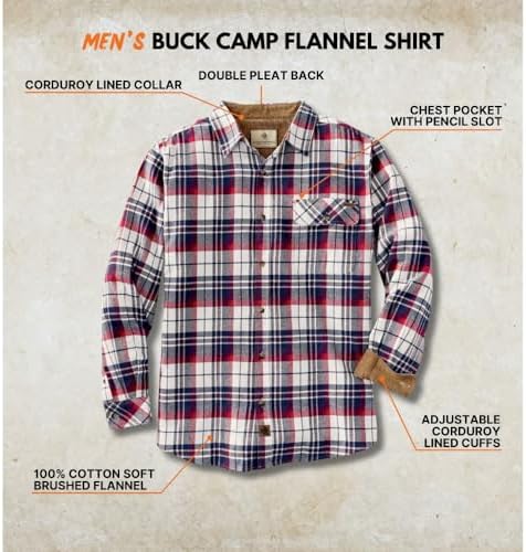 Legendary Whitetails Mens Flannel Long Sleeve Button Down 100% Cotton Shirt