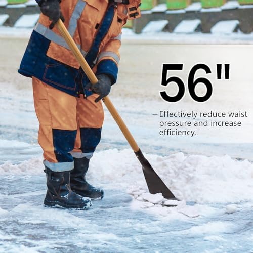 VNIMTI Ice Chopper for Driveway, Heavy Duty Ice Chopper Tool for Ice Removal with Wooden Handle, 56 Inches