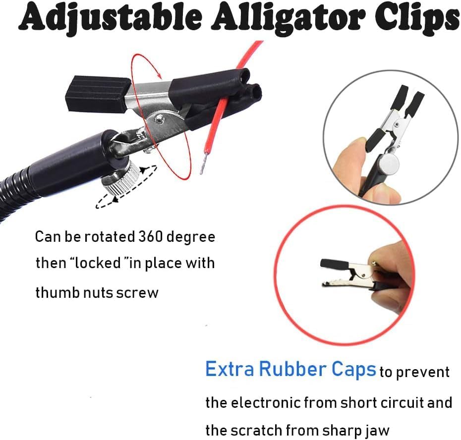Toolour Magnetic Helping Hands Third Hand Tool 2 Flexible Metal Arms Alligator Clips Strong Magnet Base - Can Be Put Anywhere for Automobile Electronics Soldering Jewelery Painting Art Crafts Hobby