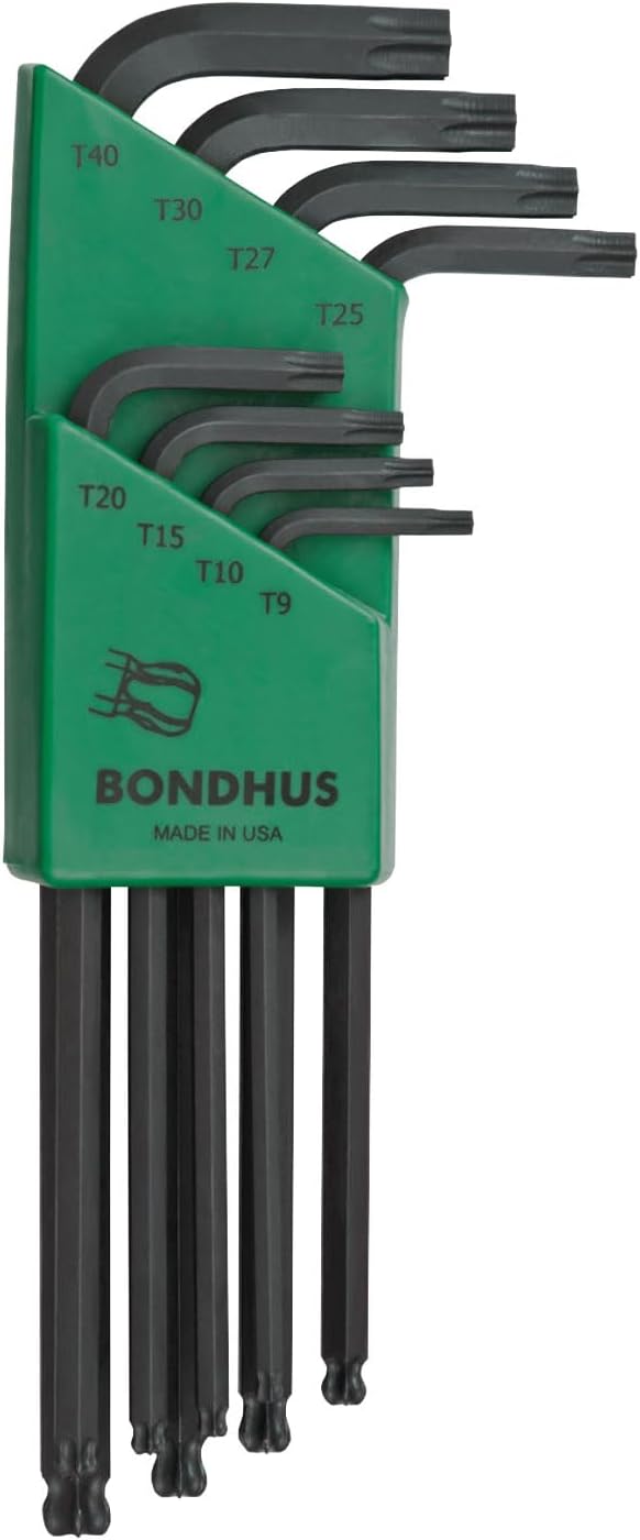 Bondhus 11332 Set of 8 BallStar L-wrenches, sizes T9-T40