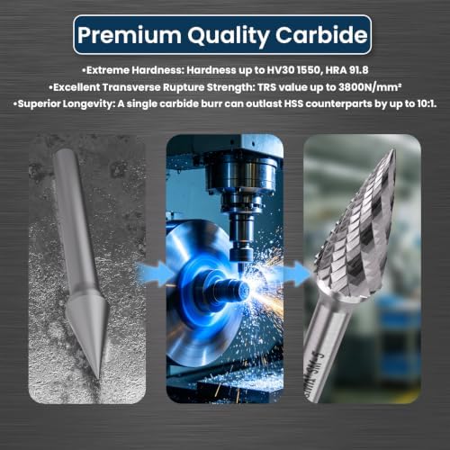 LU&MN SM-5 Tungsten Carbide Burr, 1/2" Head 1/4" Shank, 1 Pc
