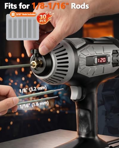 Portable Welding Machine, 110V Handheld Welder, 20-120A IGBT Inverter Portable Welder, ±1A Precision Stick Welder, 30pcs 3/32" Rods & Carrying Case Included, Mechanic Gift for Men, Grey