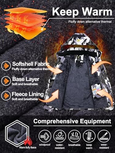 QPNGRP Mens Waterproof Ski Snowboard Jacket Winter Windproof Snow Coat