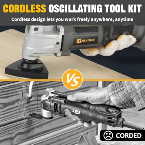 JEXUGK Cordless Oscillating Multi-Tool, 21V Brushless Oscillator Tool Kit with 2x4.0Ah Batterry, Multitool Saw with 27Pcs Accessories, Herramienta Oscilante for Cutting Wood Drywall Nails Remove Grout