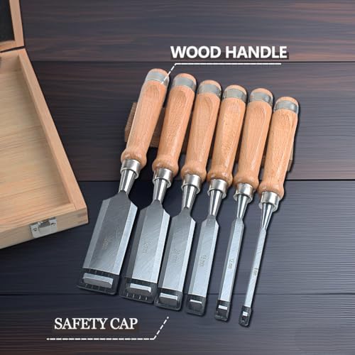 8 Pcs 11.4in Wood Chisel Sets with Wooden Case