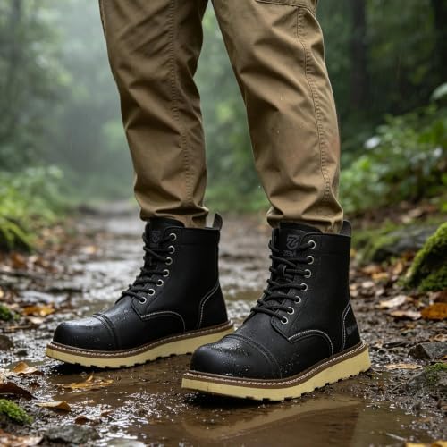 Steel Toe Boots for Men & Women,Slip On Work Boots for Construction