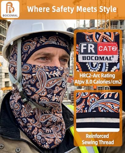 BOCOMAL FR Balaclava with Face Mask Flame Resistant 5.5oz Lightweight 100%C