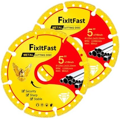 FIXLTFAST Diamond Metal Cutting Wheel 5 x 7/8" for Angle Grinder - 2PCS