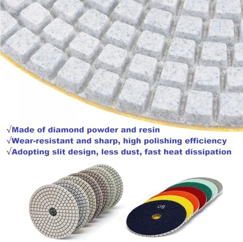 Diamond Polishing Pad, 6 inch 150 mm 500 Grit Sanding Discs for Grinder & Polisher, Hook and Loop Backing Pad for Grinding Buffing Granite Marble Concrete Stone (1 Piece)
