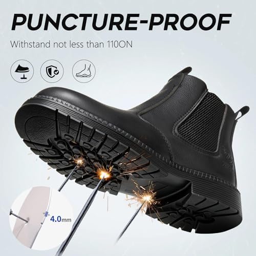 Steel Toe Boots for Men & Women,Slip On Work Boots for Construction