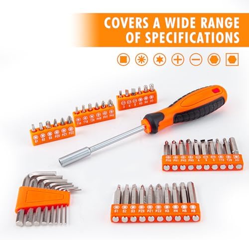 CARTMAN Orange 198-Piece 12V Cordless Drill Tool Combo Kit