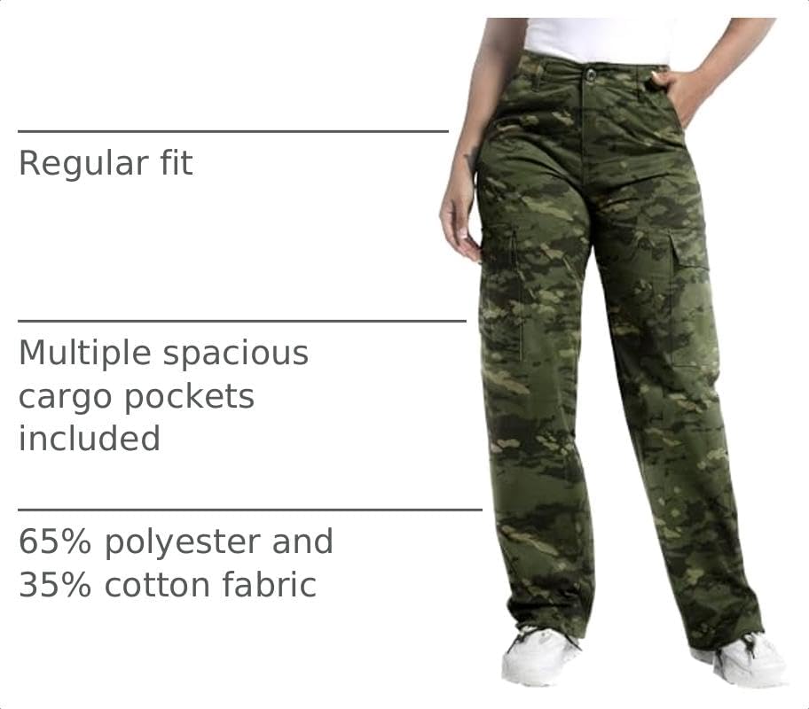 Soulsfeng Women's Baggy Cargo Pants Relaxed Fit Casual Cotton Hiking Pants with 6 Pockets