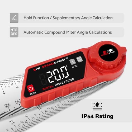 S&F STEAD & FAST Digital Angle Finder with Miter Button, 7 Inch / 200 mm